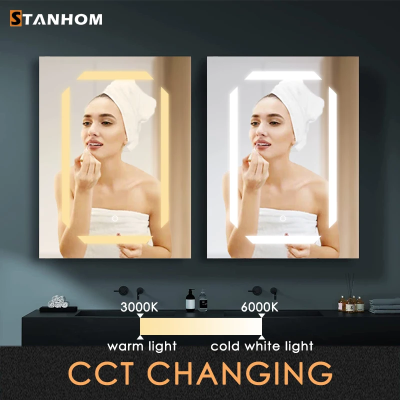 Bathroom Toilet Bedroom Metal Storage Smart Vanity Mirror Cabinet view 5