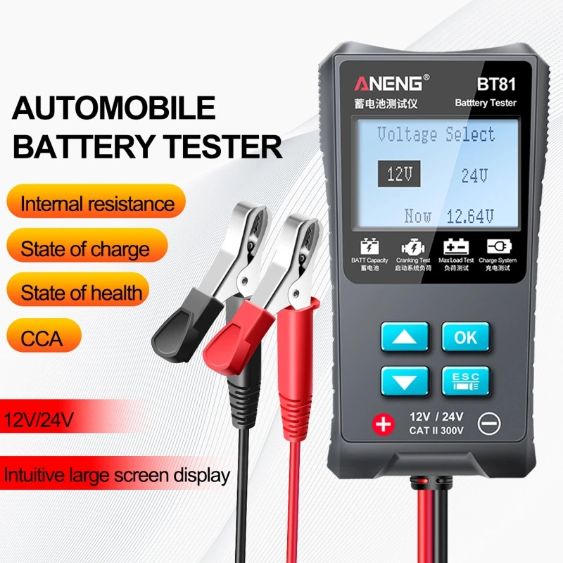 Máy Phân Tích Pin Ô Tô Kiểm Tra Dung Lượng Pin/Hệ Thống Khởi Động Tải Tối Đa 100-1700 CCA 12V / 24V Dropship
