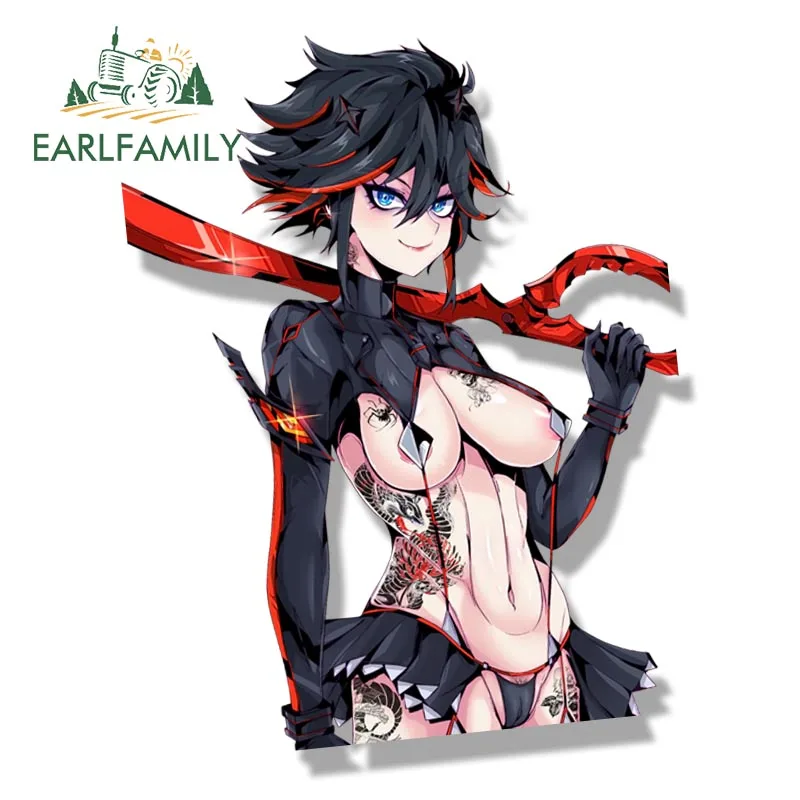 EARLFAMILY Gothic Matoi Ryuuko Car Sticker Janpan Anime KILL La KILL Sketch Waifu Decal JDM Cartoon Peeker Girl Fanart Stickers