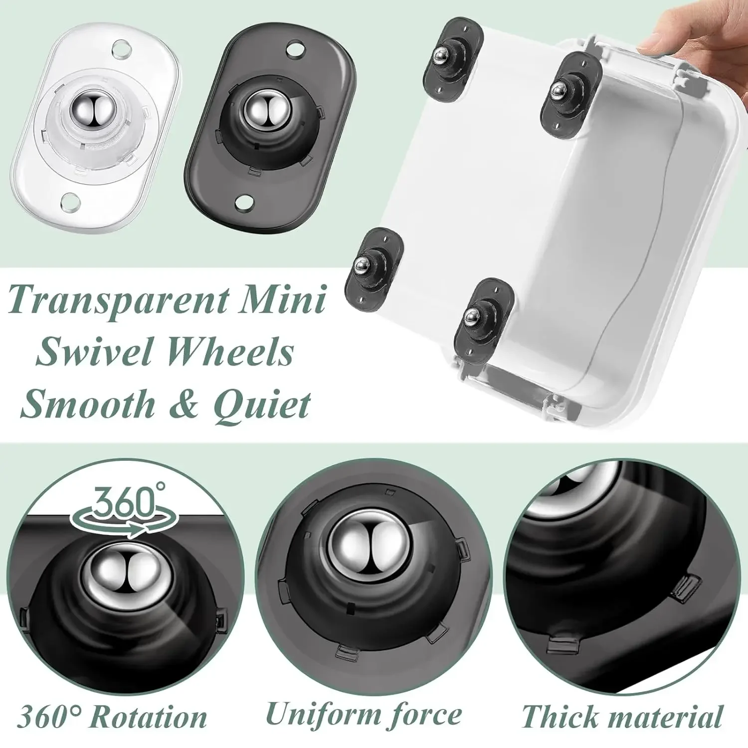 Sticky Swivel Pulley No Noise Self Adhesive Universal Pulley Rotating Wheels for Trash Can Bottom Kitchen Small Appliances