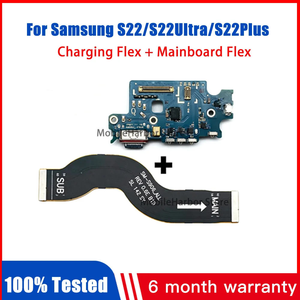 New Charging Port Board For Samsung S22 Plus Ultra S901B S906B S908B S908E Fast Charger Motherboard Connect USB Flex Cable