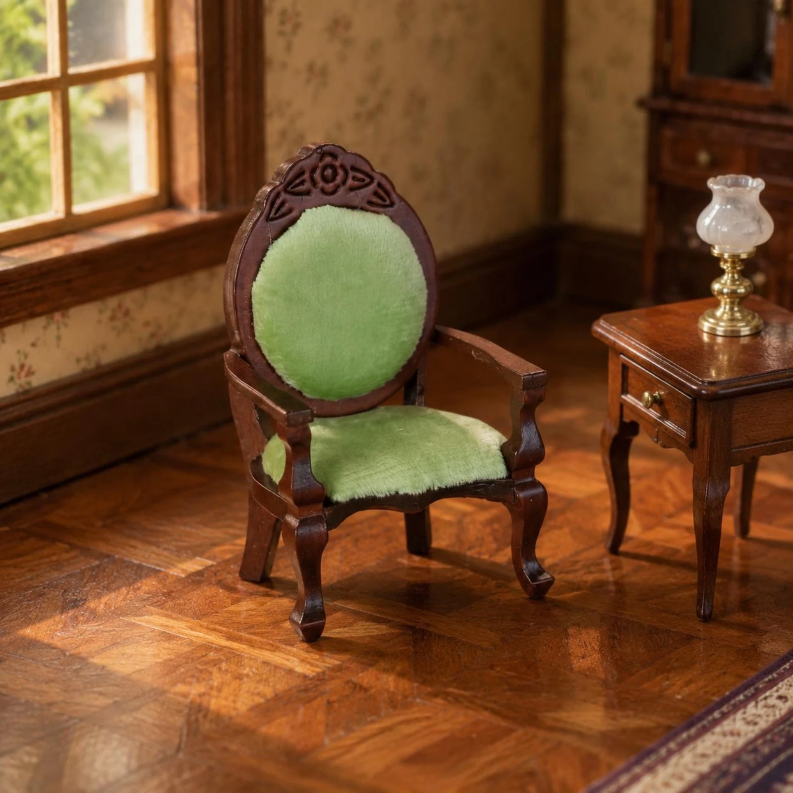 

1:12 Dollhouse Chair Antique Look Vintage Dollhouse Armchair Miniature Armchair for Craft Project