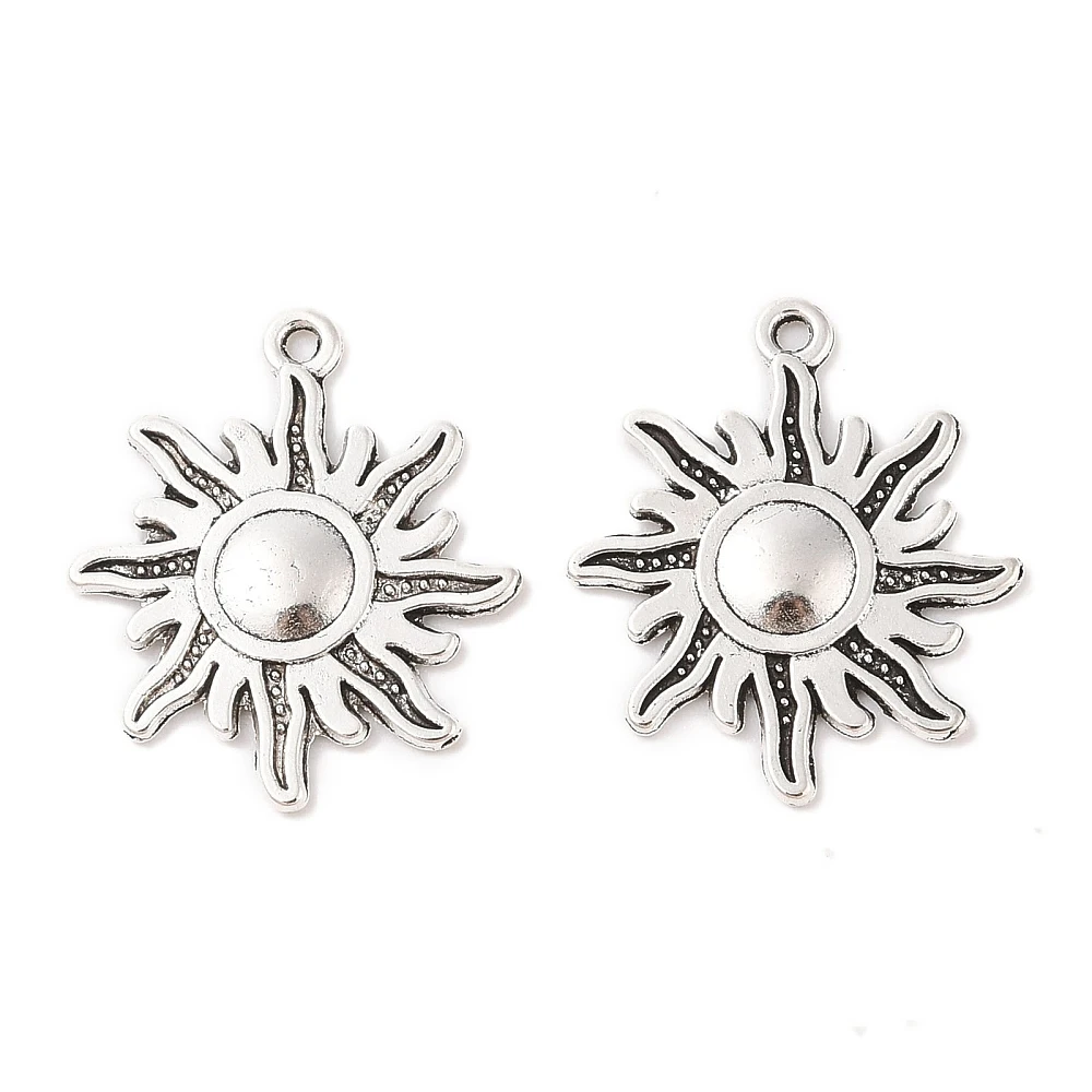 50 Pcs Sun Charms Pendant Style Alloy Sun Pendants Solar Eclipse Pendants Jewelry Making Charms Metal Charms Pendant Ornament