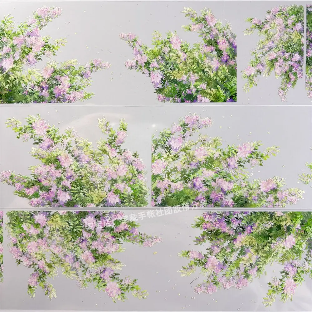 Journal Washi Pet Tape Light Summer Crape Myrtle Zero Green Plant Tree Flower Household PET Scrapbooking Collage Sticker Card Ma