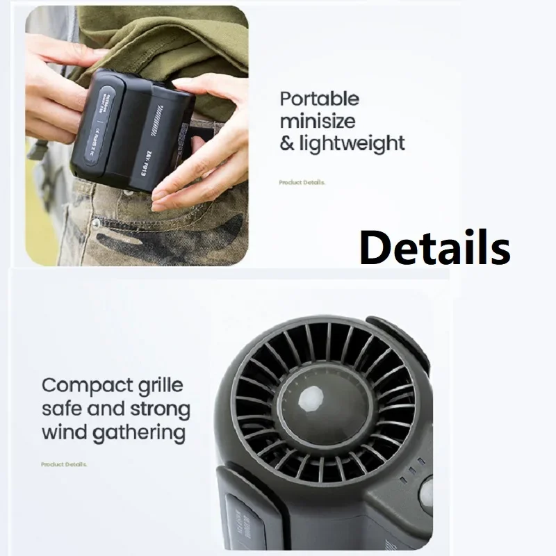 Leafless Hanging Waist Fans Under Shirt Fan Portable USB Charging Mini Clip on Waist Electric Fan Outdoor Camping Cooling Device