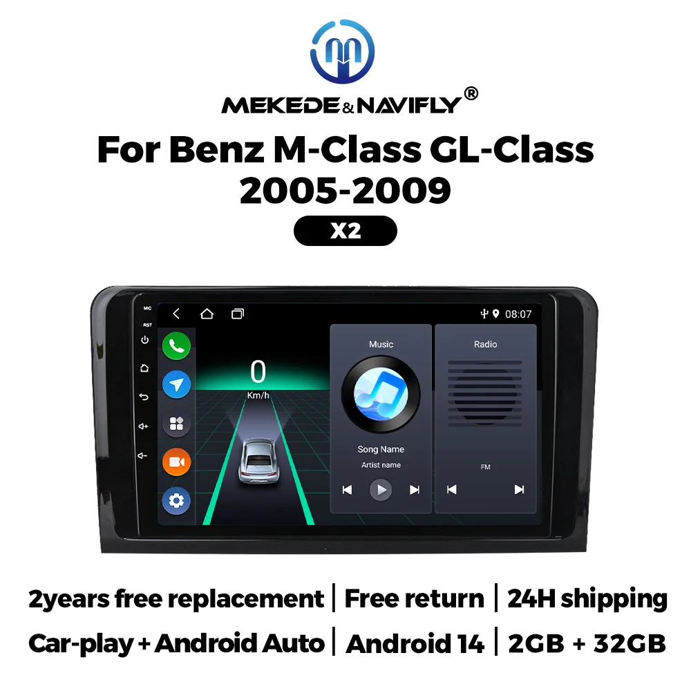 MEKEDE CarPlay Android 14 For Mercedes Benz GL ML W164 ML350 ML500 X164 2005-2012 Car Radio Multimedia Video Player GPS Stereo