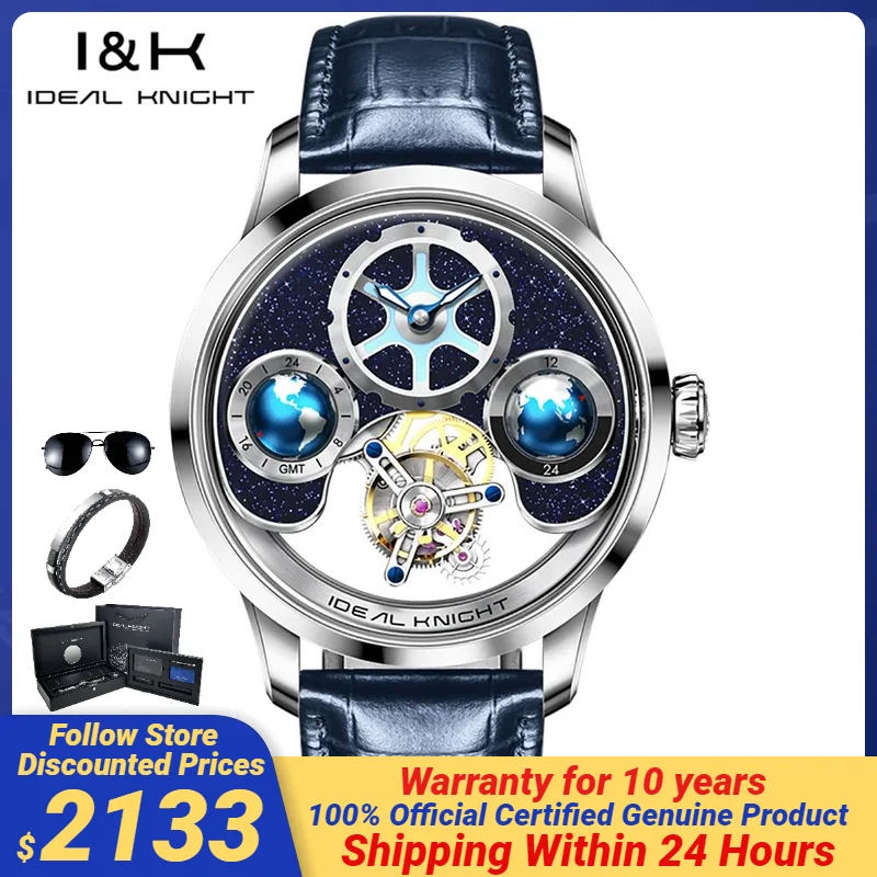 

IDEAL KNIGHT 100% Genuine Tourbillon Mechanical Wristwatches Waterproof Hollow out Stainless steel Automatic Male Wristwatches