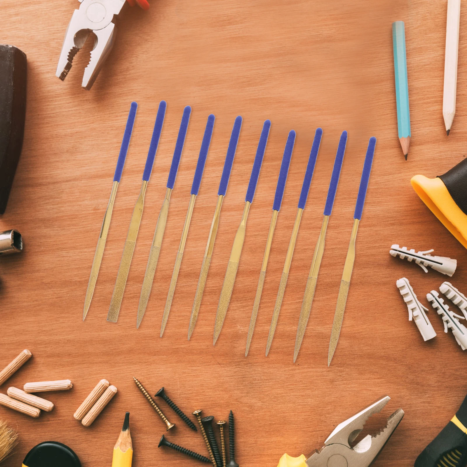 

10 Pcs Mini File Set Diamond Needle Files Rubber Handles for Wood Metal Plastic Jewelers Metalworking Projects Sharpening Tools