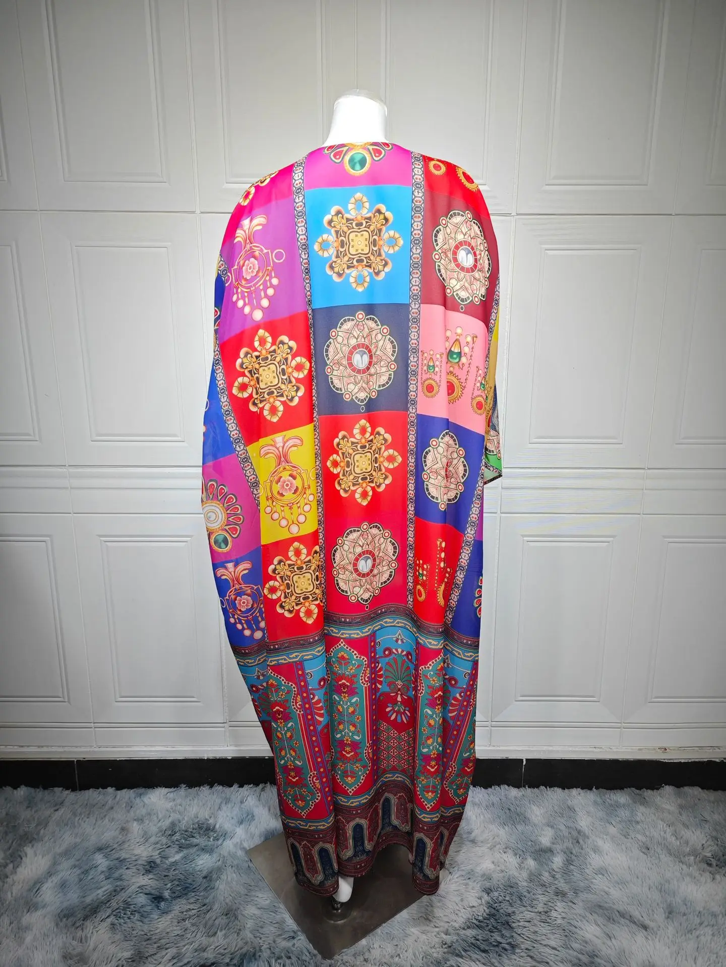 

Eid Women Dress Abaya Vestidos Largos Jalabiya Print Diamond Bat Sleeve Caftan Muslim Party Robe Ramadan Morocco Dubai Kaftan