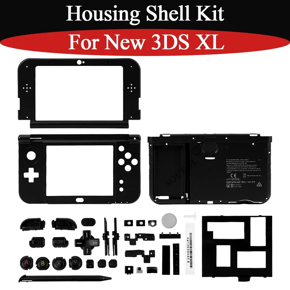 5 Farben DIY Gehäuse-Kit für New 3DS XL Ober- und Unterteil, Mittelrahmen und Batteriefach mit Tasten und Ersatzteilen für New 3DS XL LL Zubehör