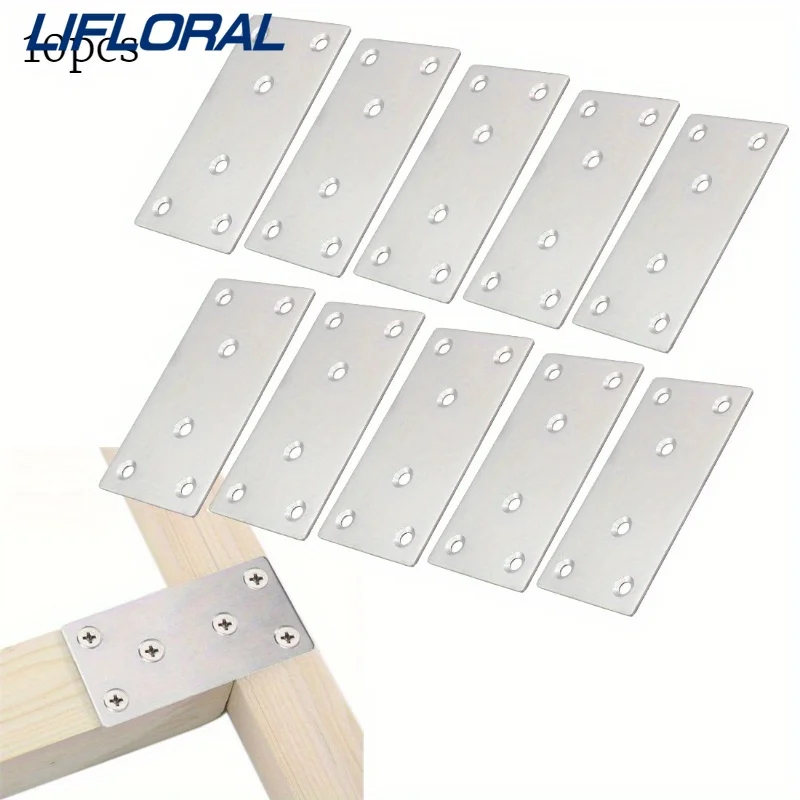 

10pcs Mending Plates Straight Brace Brackets Heavy Duty Flat Bracket Stainless Steel Repair Plates For Furniture Wood