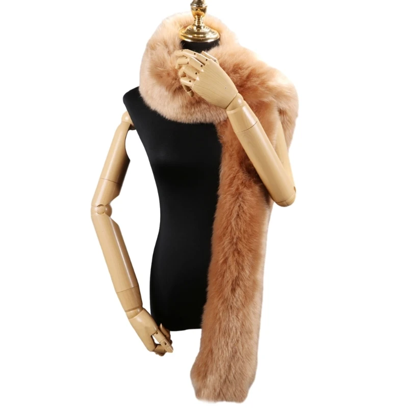 Furry FauxFur Scarf for Women Soft Thicken Plush Neck Scarf Girls Solid Color Neck Warmer Fashion Female Winter Neckwear