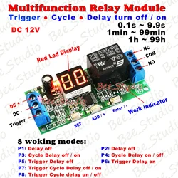 DC 5V 12V 24V Digital LED Display Multifunction Relay PLC Trigger Turn ON/OFF Cycle Timer Module Programmable Delay Time Switch