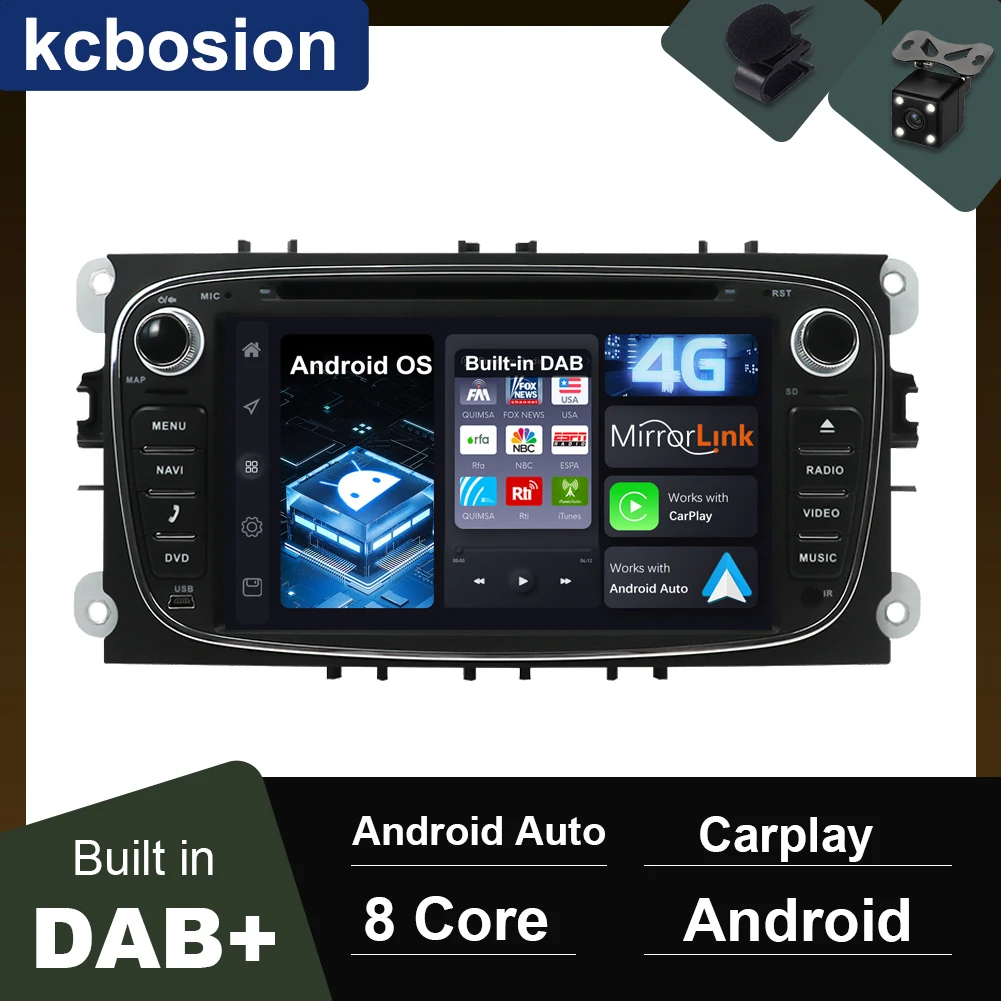 

Built in DAB+ 64G Double 2 Din Car Multimedia DVD Player Autoradio Stereo Head Unit For Ford Focus/Mondeo/S/C-MAX/Galaxy/Kuga CD