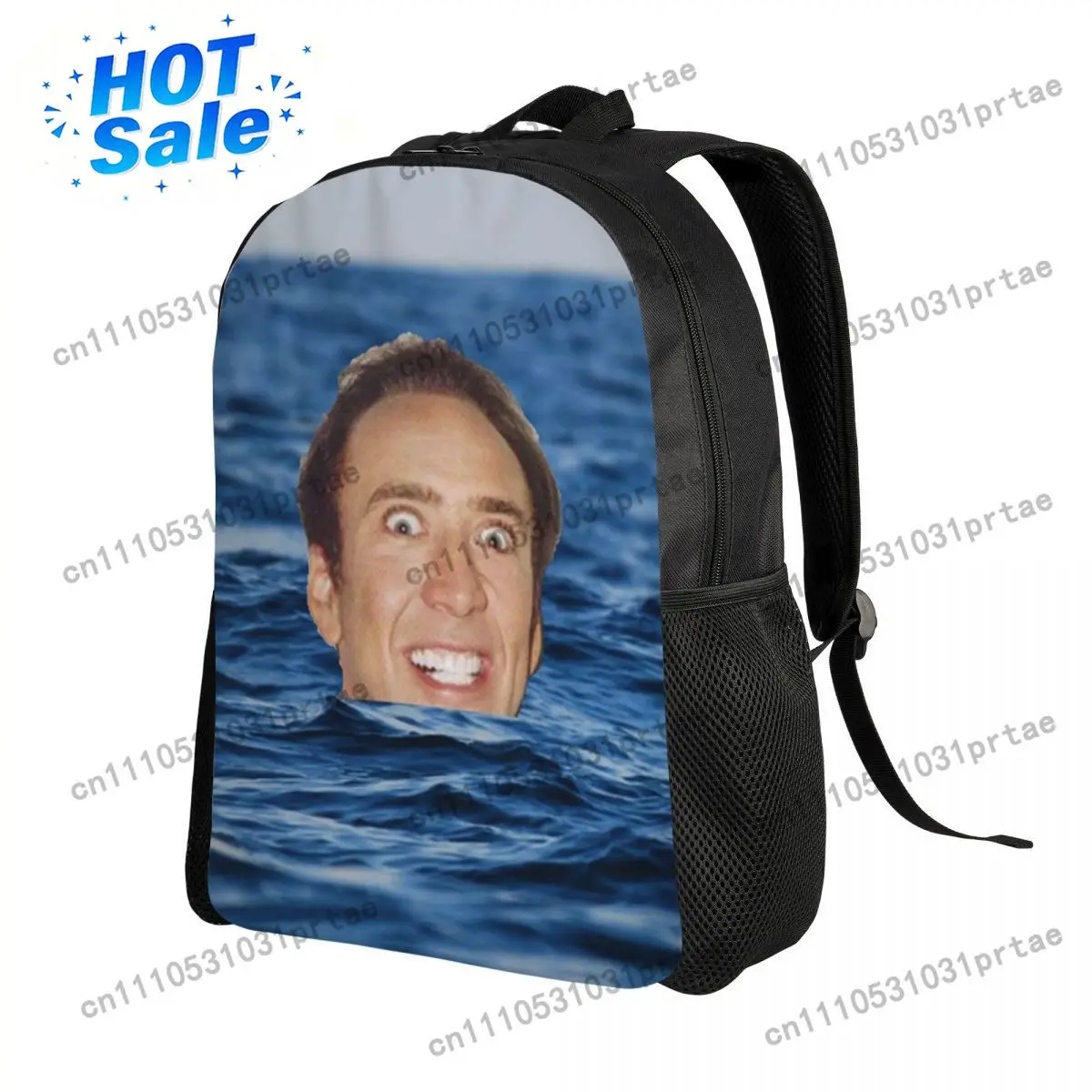 Custom Nicolas Cage In Sea Travel Backpack Women Men School Laptop Funny Meme College Daypack Bags