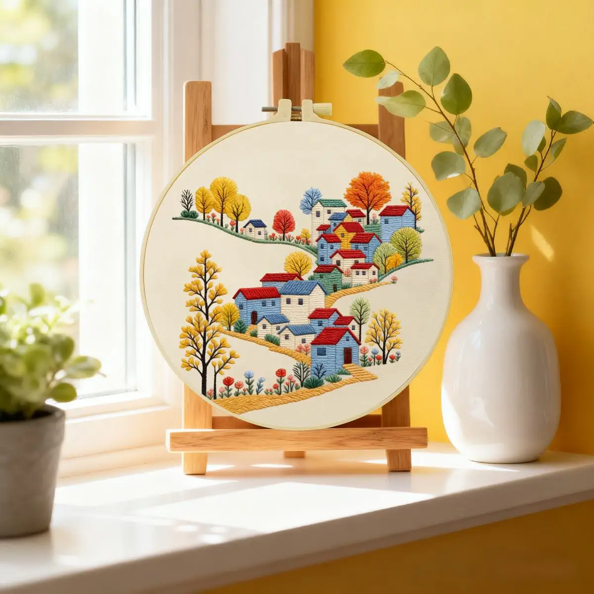 1 Stück 20X20CM/15X15CM 7,87/6,3 Zoll Stickerei-Starter-Kit für ländliche Gebiete DIY-Kit DIY-Stickerei-Kit Handarbeiten Nadelkunst – Detail 1
