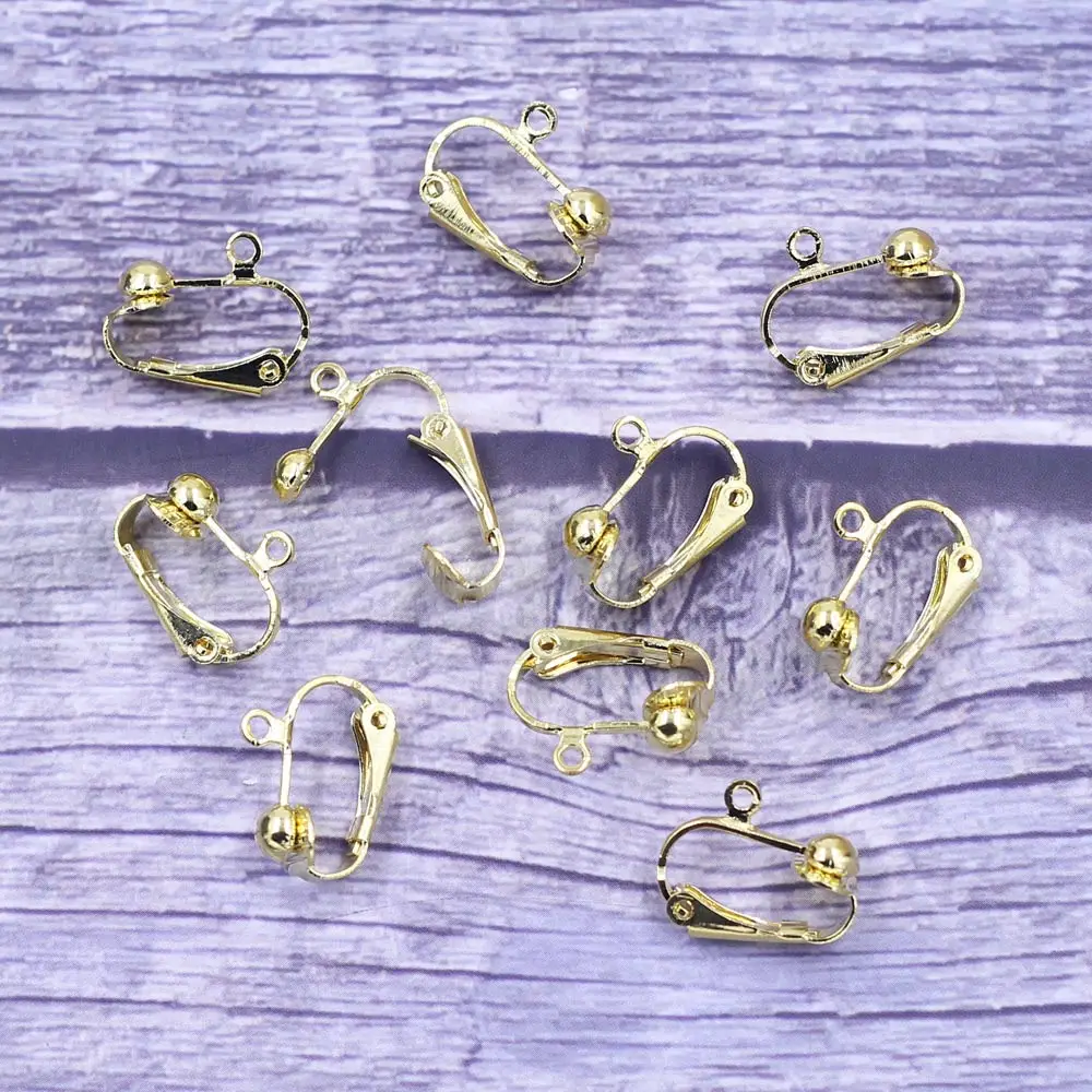 100Pcs Earring Clips Fashion Jewelry Making Findings Gold Plated Copper 17x14mm