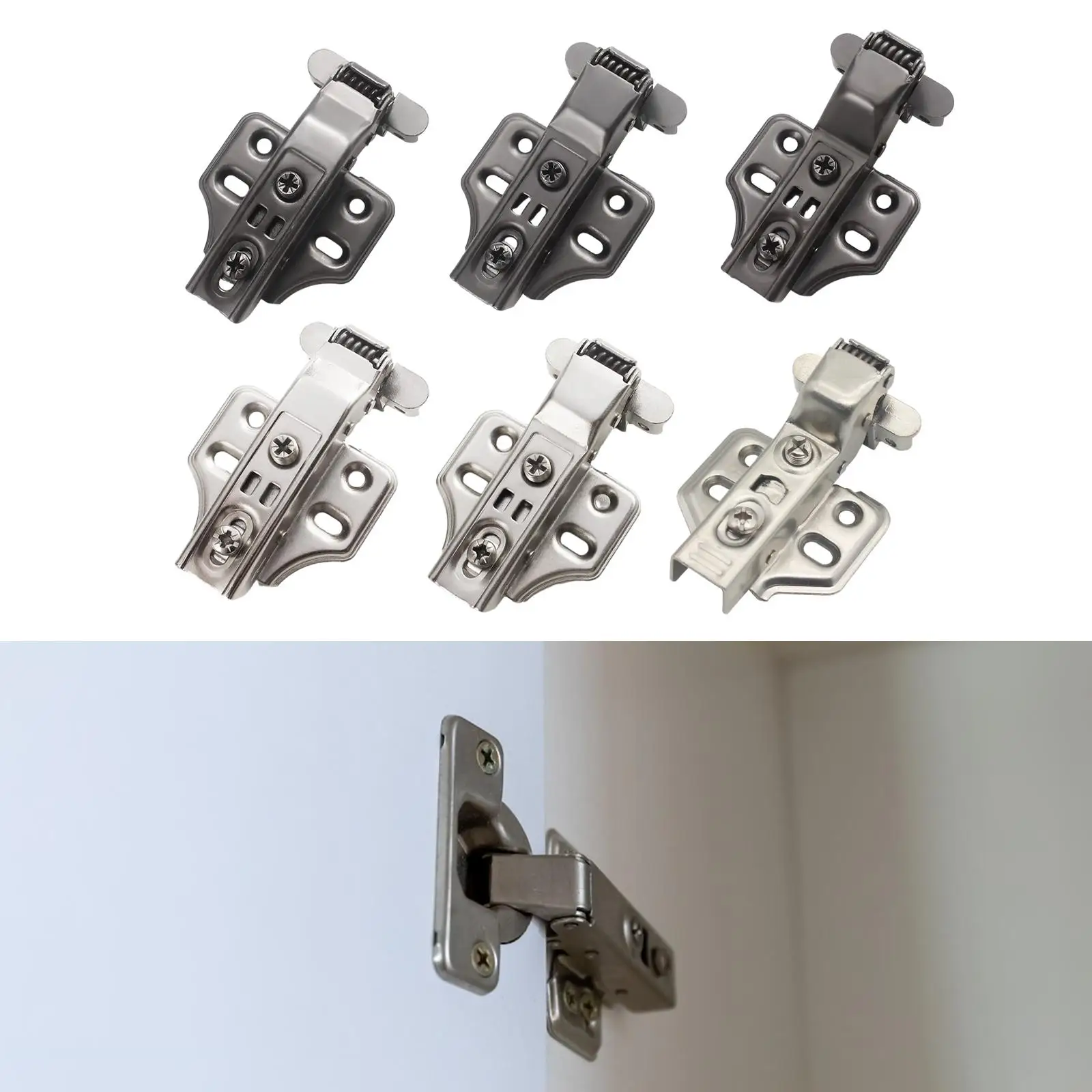 Aluminum Frame Door Hinge Mute Steel Easy to Install Buffer Hinge Accessories Spare Parts for Cupboard Bookcase Door Wardrobes