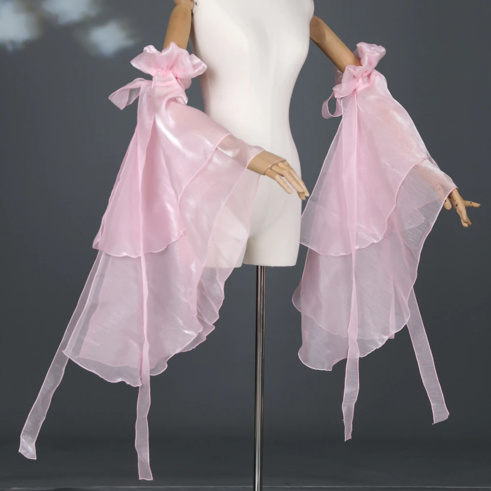 

Dance Accessories Pink Ballroom Dance Sleeves Double-layer Water Sleeves Cinnabar Red dark green light blue White Hand Floating