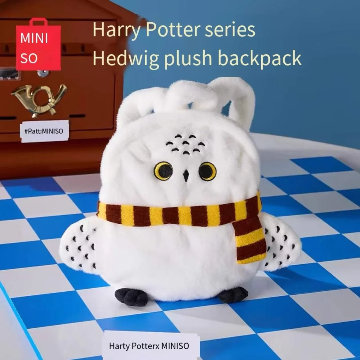 MINISO Harry Potter series Hedwig plush backpack Cute furry backpack cartoon Christmas gift