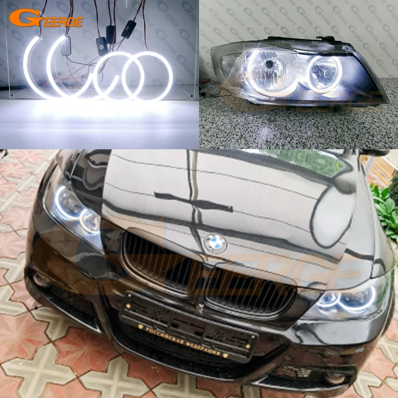 For BMW 3 Series E90 E91 Pre LCI 2005 2006 2007 2008 Headlight Excellent Ultra Bright COB Led Angel Eyes Halo Rings Car Styling