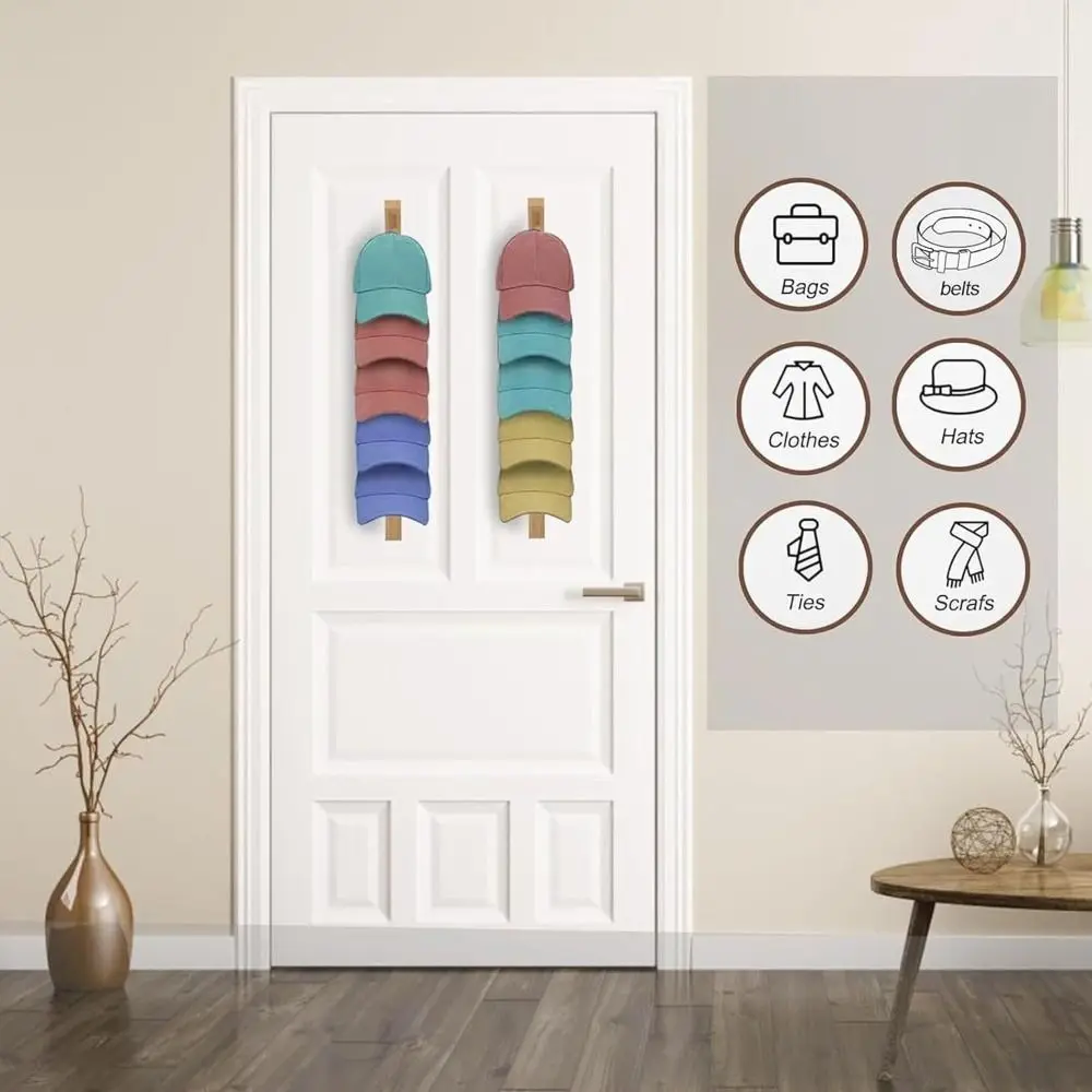 Baseball Caps Wooden Hat Hanger Organizer Closet Organization Baseball Hat Holder Space-Saving Display Shelf Wall Hat Rack