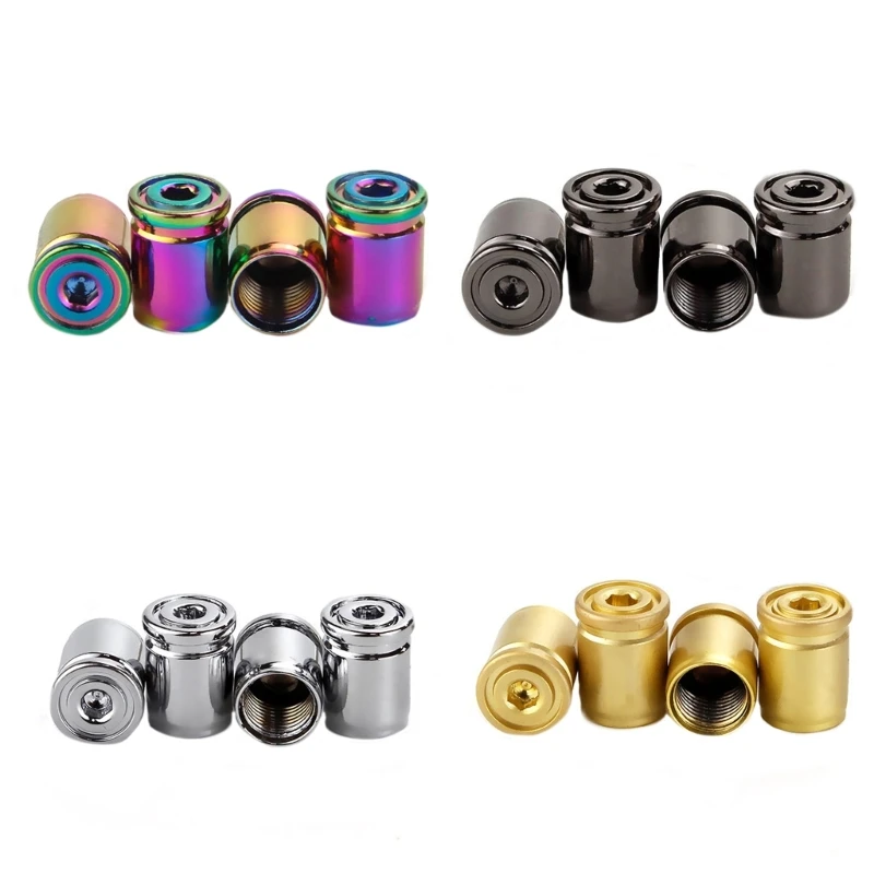 Zinc Alloy Valves Stem Caps Cover, 4Piece Set, with Airtights Rubber Seal Leak Proof for Wheels Motorbike Secure Parking