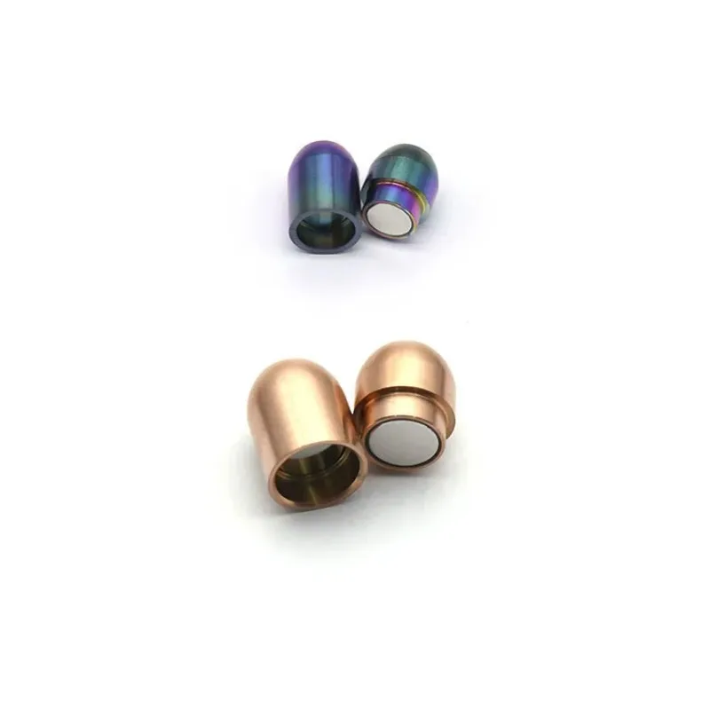 5 ชิ้น/ล็อตสแตนเลสสตีลแม่เหล็ก Clasps End Hole 5 มม.6 มม.8 มม.สําหรับหนังหัวเข็มขัดสร้อยข้อมือ DIY Connectors เครื่องประดับทํา