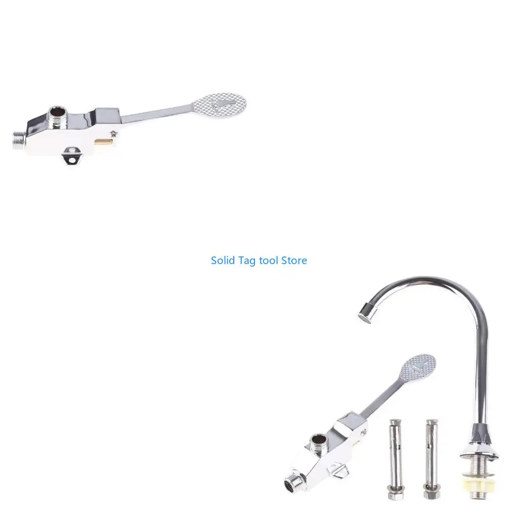 

4XFD Single-tube Basin Cold Water Faucet Vertical Type Water Tap Foot Pedal Control High Sink Faucet Easy to Operate