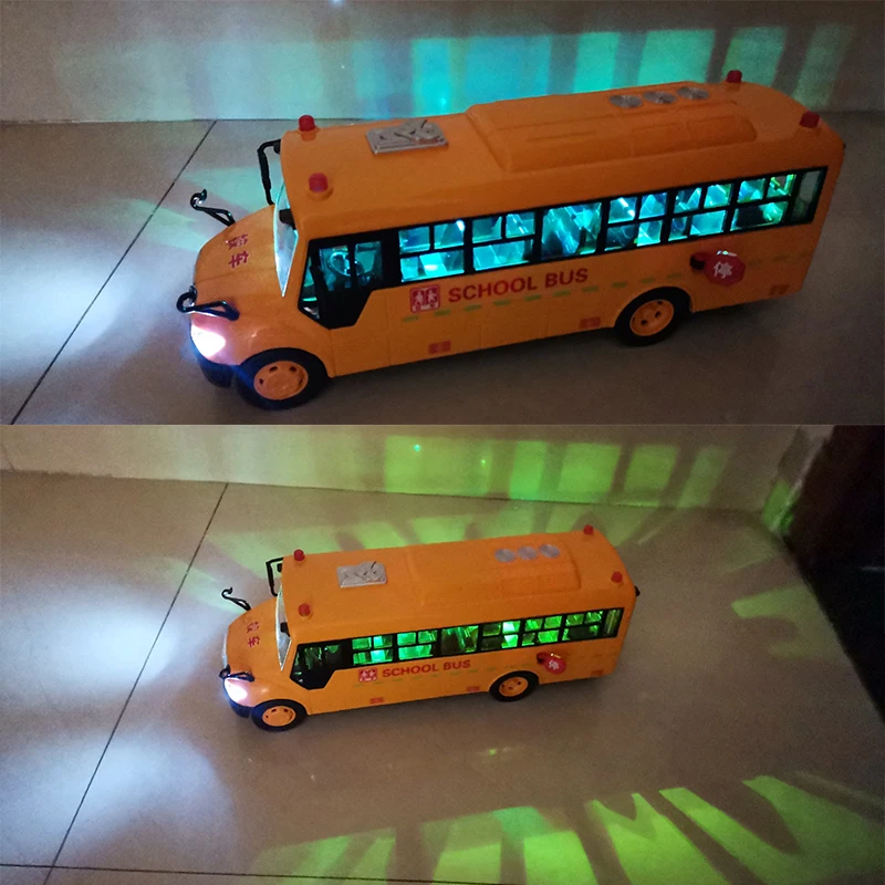 Inertial School Bus Car Toy With Story Student Shuttle Bus Light Up Musical Vehicle Toy for Children Boys Birthday Xmas Gift