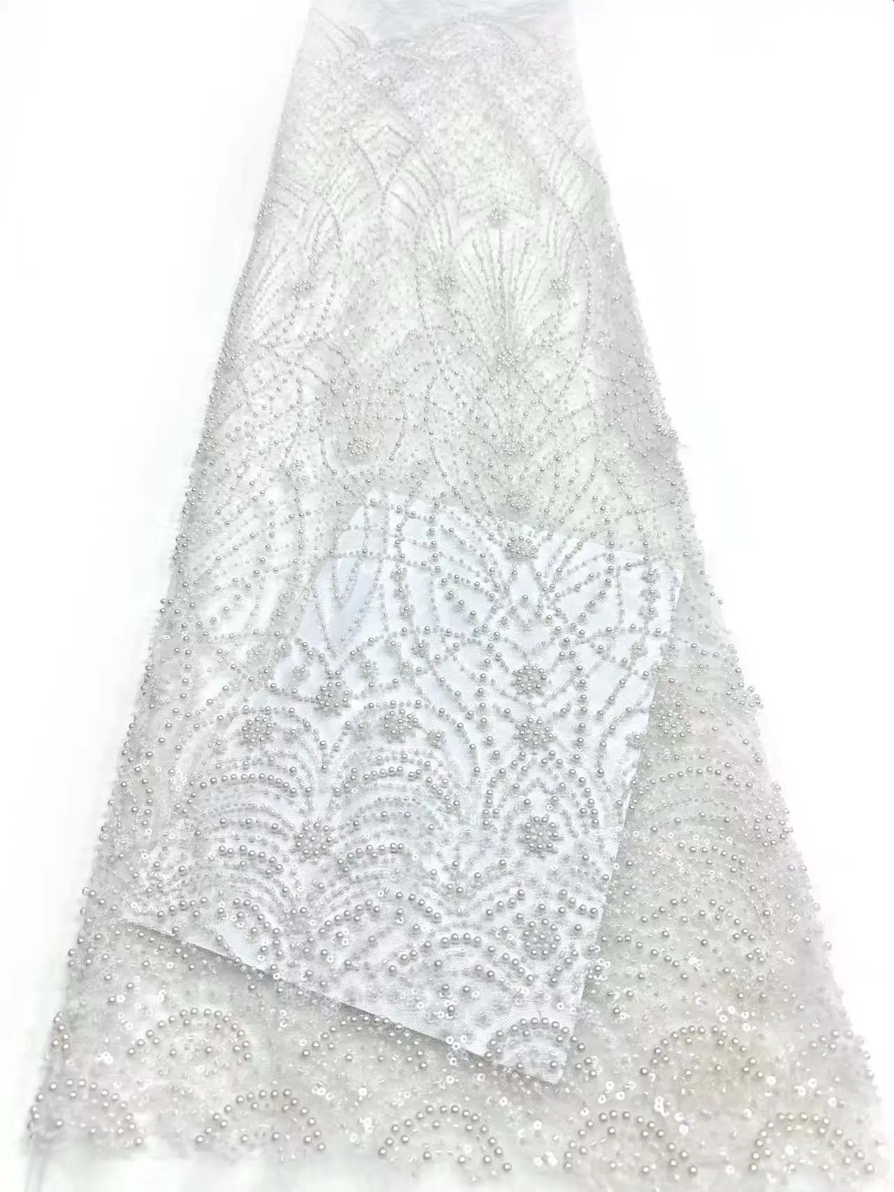 아프리카 나이지리아 튤 레이스 원단 스팽글 재봉 기퓌르 비즈 스톤 자수 드레스 고품질 2025