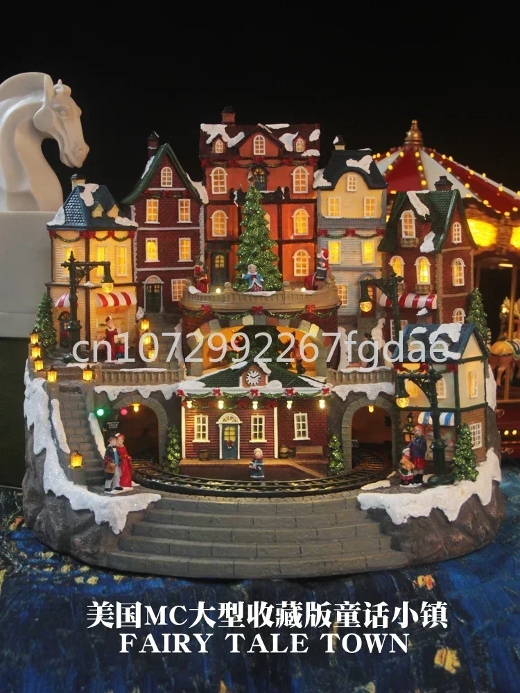 Fairytale Town Music Box Eight Tone Box Rotating Train Large Christmas Birthday Gift