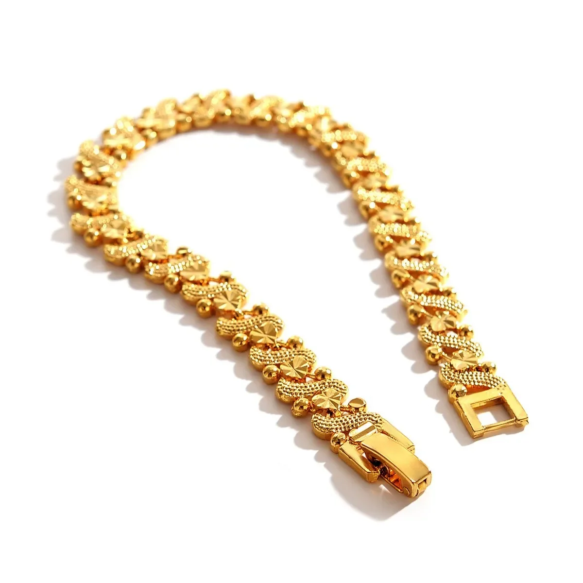 AU999 gold jewelry womens watch chain bracelet heart thickness fashion style 24K pure gold wrist chain for goddess gift