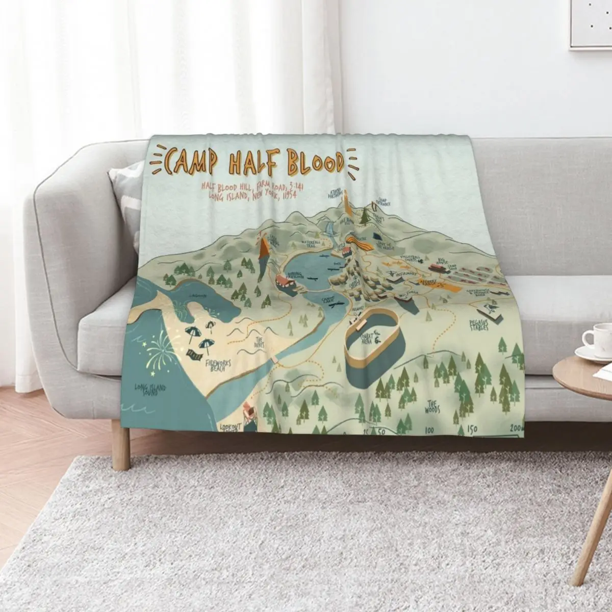 Map of Camp Half Blood Throw Blanket Furrys Thins christmas gifts Beautifuls halloween Shaggy Blankets