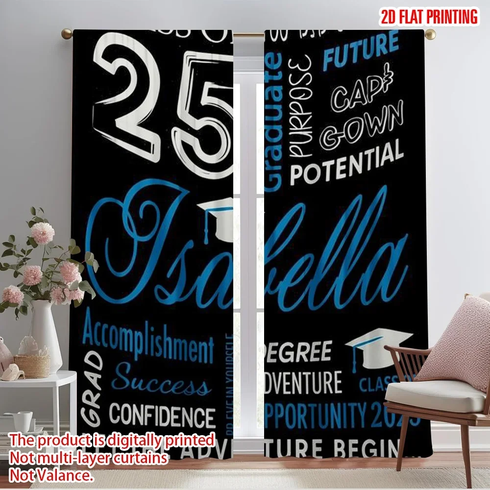 2pcs,2D plane printing Curtains GraduationDream2025 Versatile Fabric (without rod) Home Decor Ldeal for Kitchen Living Room