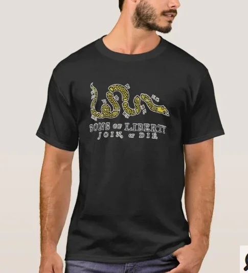 Sons of Liberty Join or Die Benjamin Franklin's Political T-Shirt 100% Cotton O-Neck Short Sleeve Casual Mens T-shirt Size S-3XL