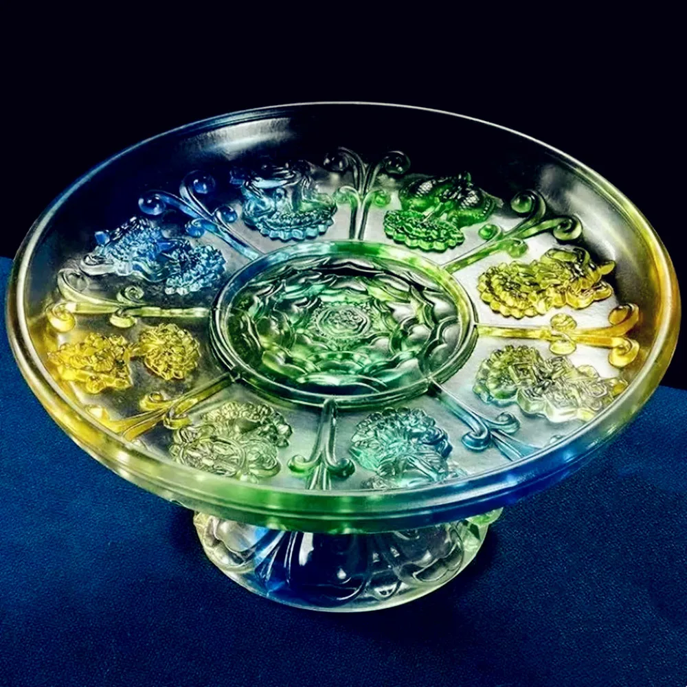 32.5cm Buddhist Guardian Manza Plate,Included Gems Tibetan Exquisite Resin 4 Layer Tantric Altars Holy Tray,Buddhist Ornaments