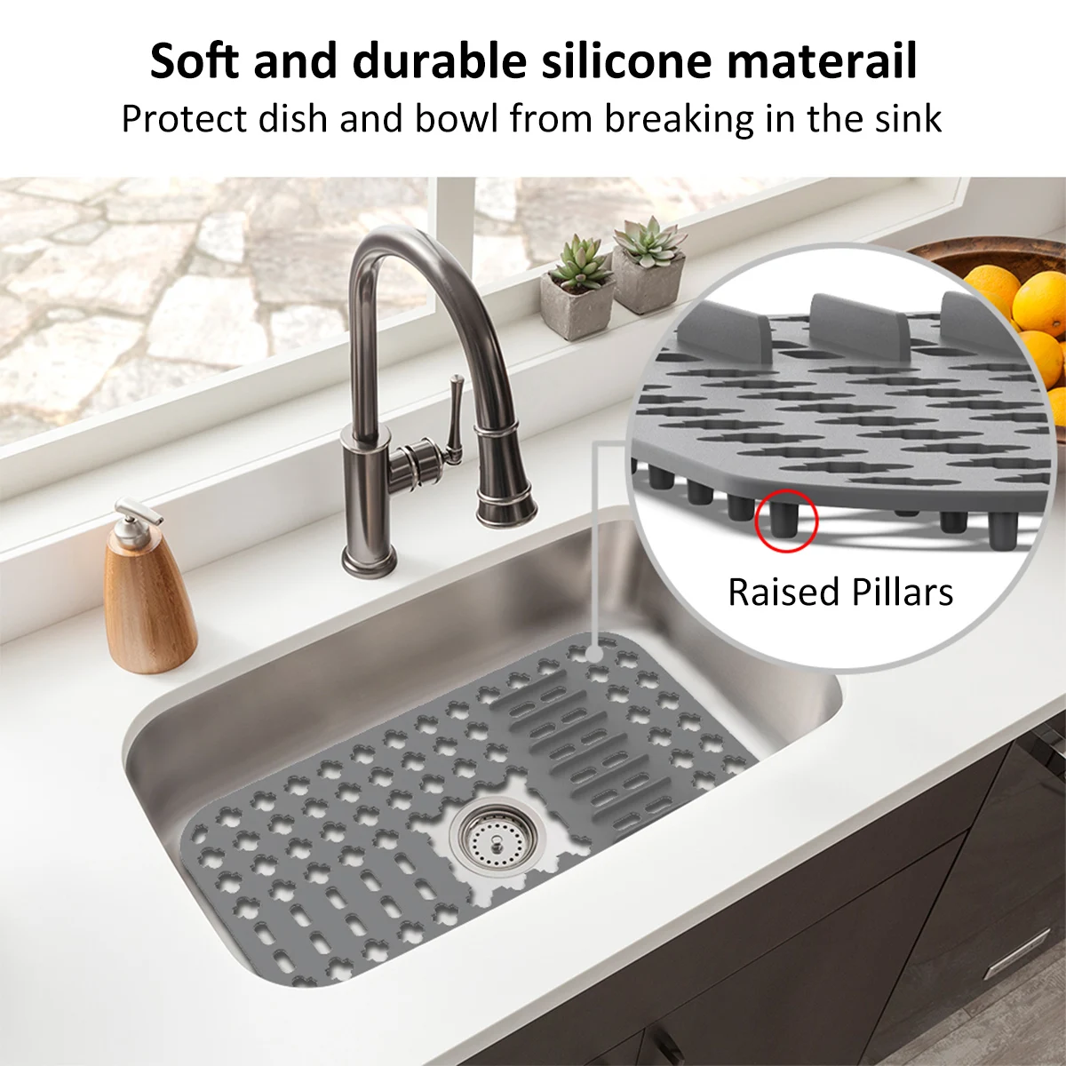 Silicone Sink Protector Non-slip Sink Mat for Bottom Heat-Resistant Grid Tableware Dish Drying Pad Draining Kitchen Accessories