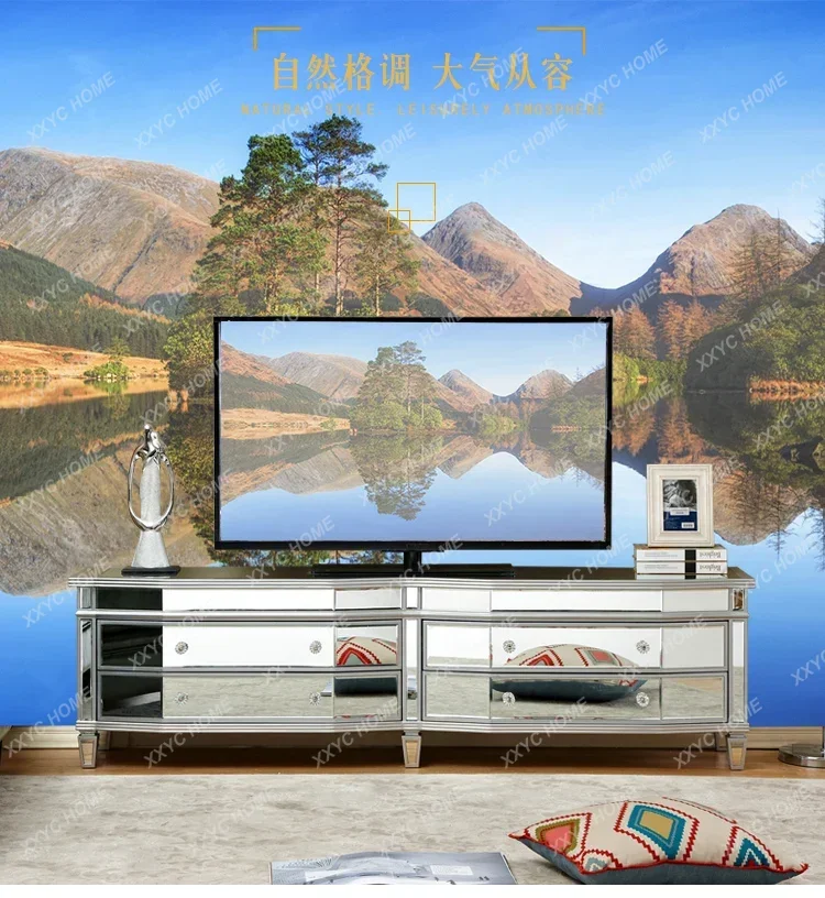 

Mirror TV Cabinet Modern Minimalist TV Low Cabinet Living Room Storage Light Luxury Floor Cabinet