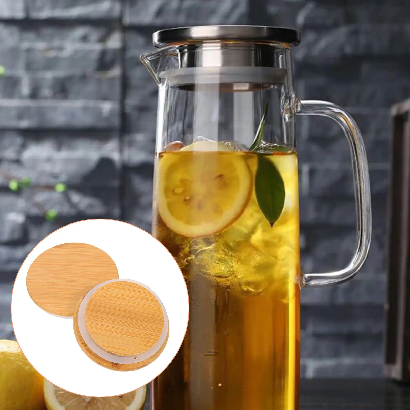 2Pcs Sturdy Household Jug Lid Filtering Pitcher Cover Practical Silicone Ring Sealing Glass Teapot Lid Filtering Jug Cover