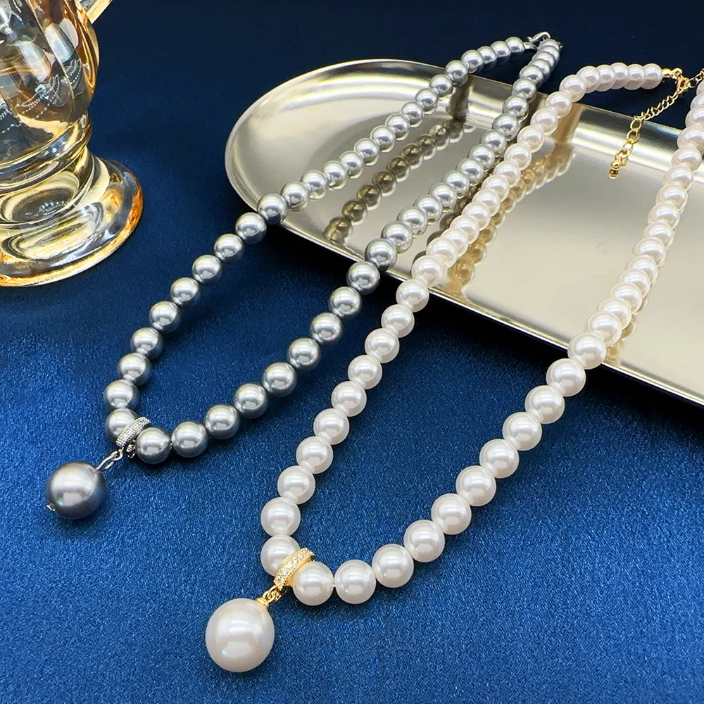 

Жемчужное ожерелье, многофункциональное ожерелье с подвеской, цепочка на ключицу, многослойная цепочка, ювелирные изделия с инкрустацией медным цирконом.