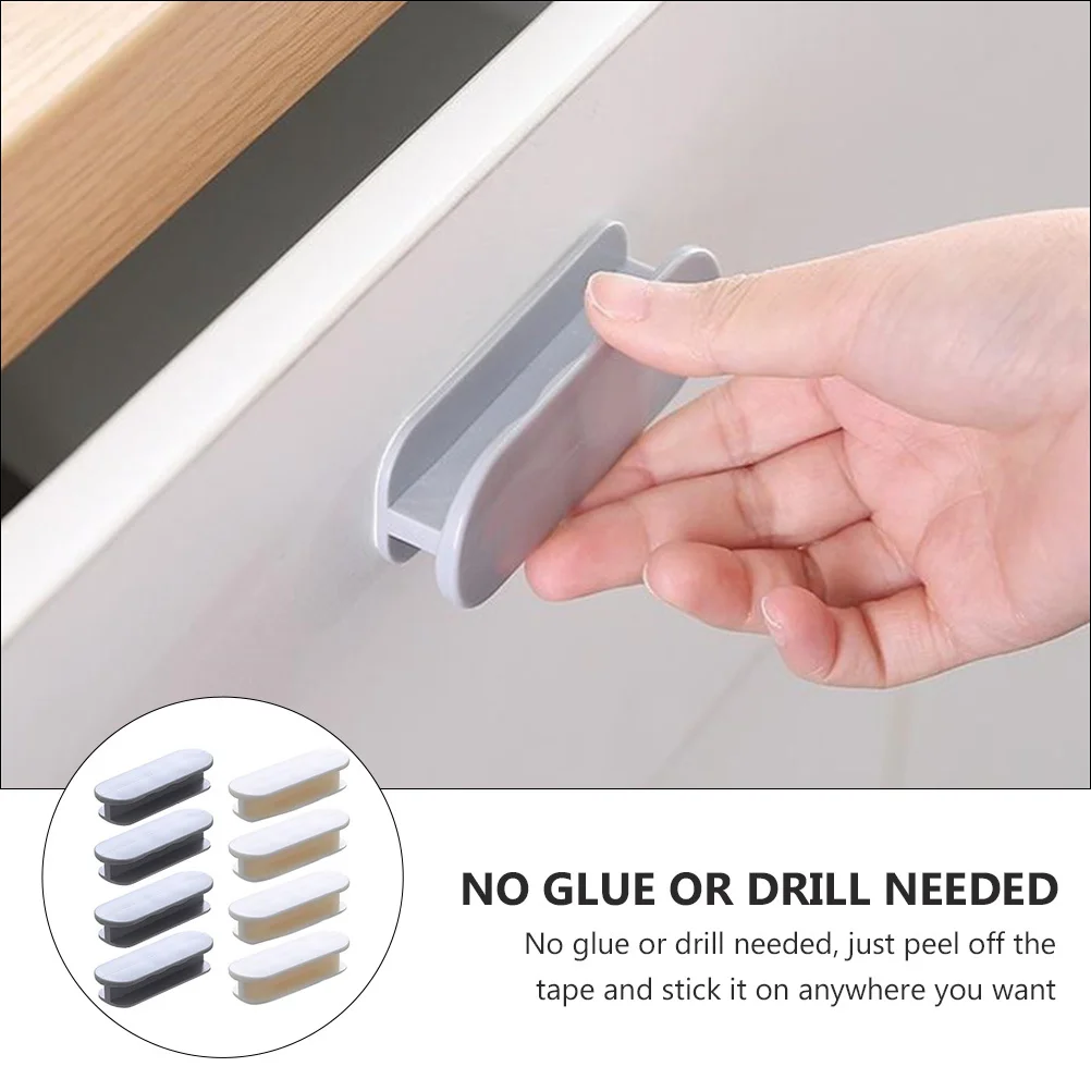 

8 шт., ручки для холодильника, клейкие ручки для ящиков, самоклеящиеся ручки для шкафа, без дрели, без клея, простота в использовании