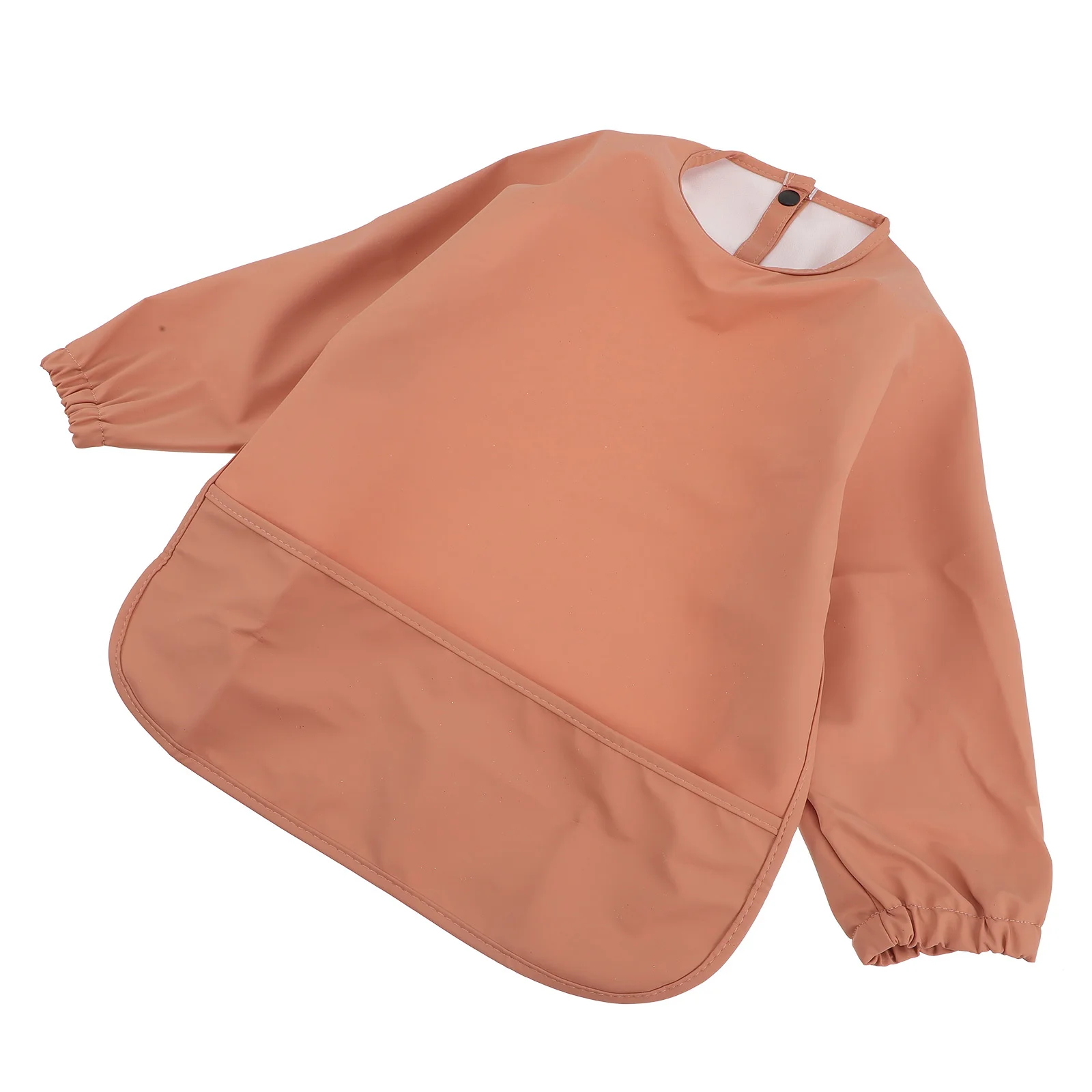 

Детский нагрудник из искусственной кожи, водонепроницаемая одежда для кормления с длинными рукавами, легко носить и чистится с передним карманом для сбора прополков