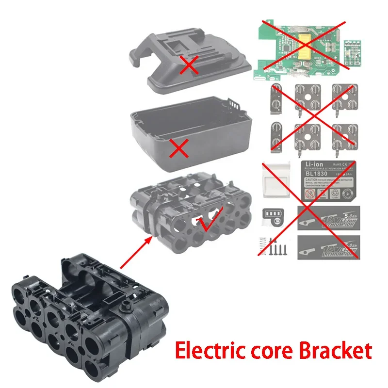 BL1830 Li-ion Battery Box Nesting 10 Cell Battery Holder Combination Fixing Bracket For Makita 18V BL1860 Shell Housings - view 2