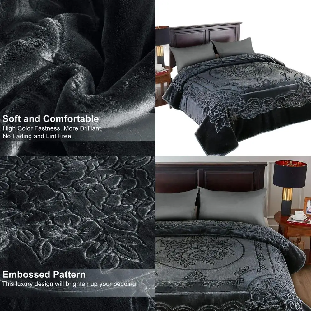 

Тяжелое одеяло из норкового флиса King Size 85x95, 9 фунтов, однослойное, плюшевое и теплое, идеально подходит для холодных сезонов, темно-серое