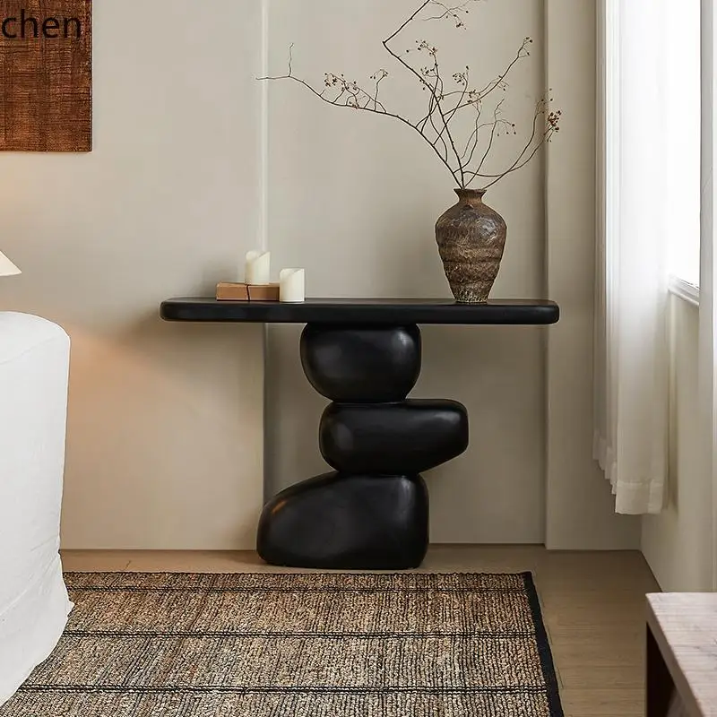 YFY  home against the wall log imitation cobblestone zen table bed and breakfast entrance table
