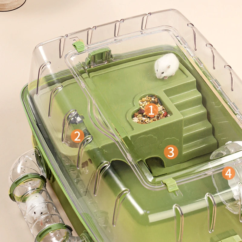 Hamster Cage Villa Tunnel Acrylic House Breeding Box Supplies Set Toy Pet Sports Training Runway Accessories