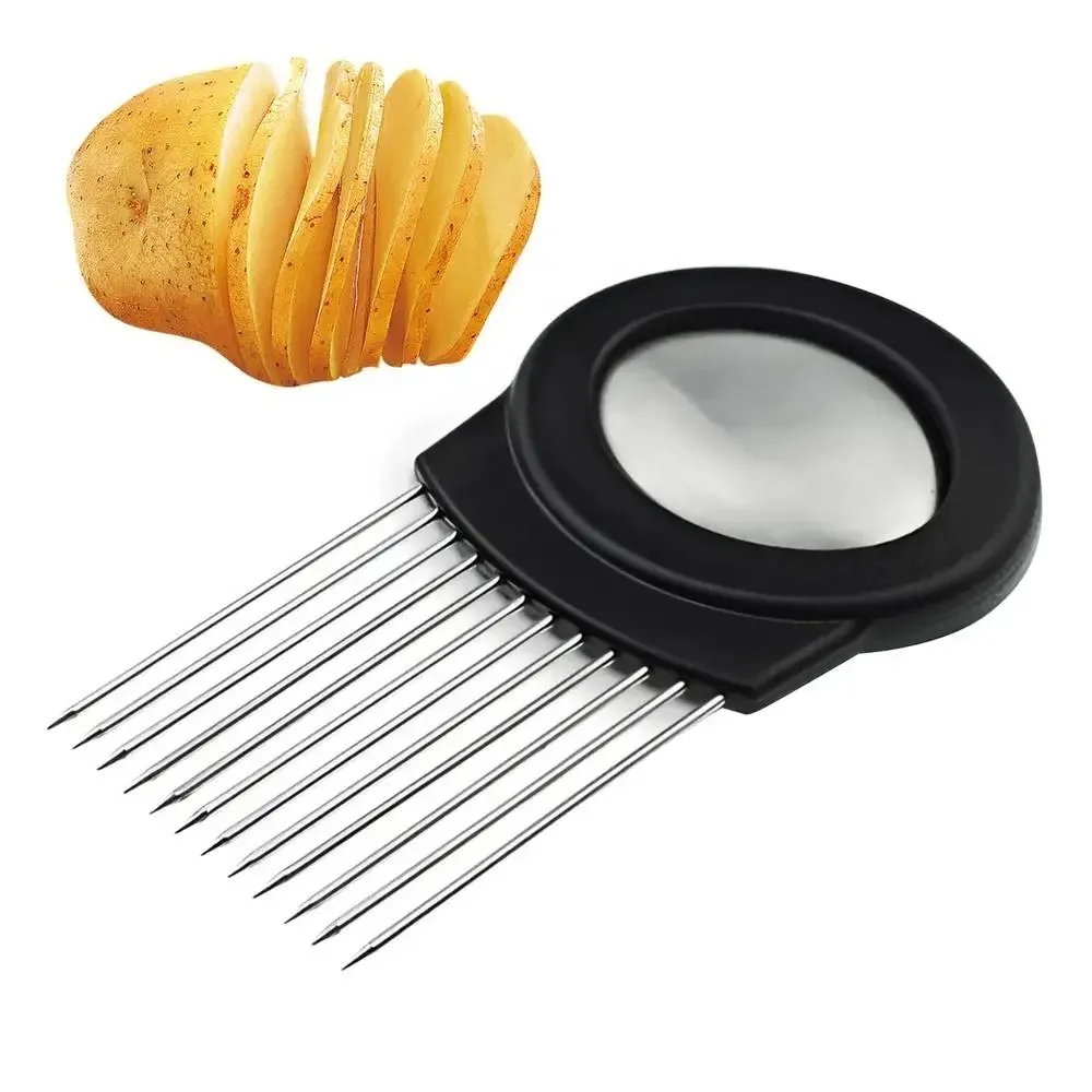 

Stainless Steel Blade​​ Onion Slicer Holder​​ ​​Non-Slip Base​​ Onion Needle ​​Vegetable Cutter Tool​​