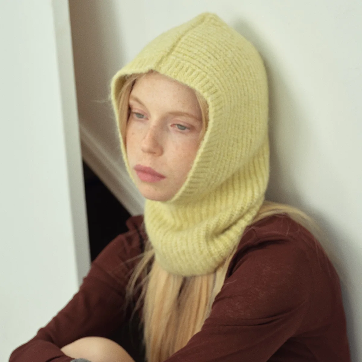 Alpaca Wool Blend Balaclava Knit Hat for Women Winter Warm Classic Slim Face Pull-On Beanie Soft & Cozy