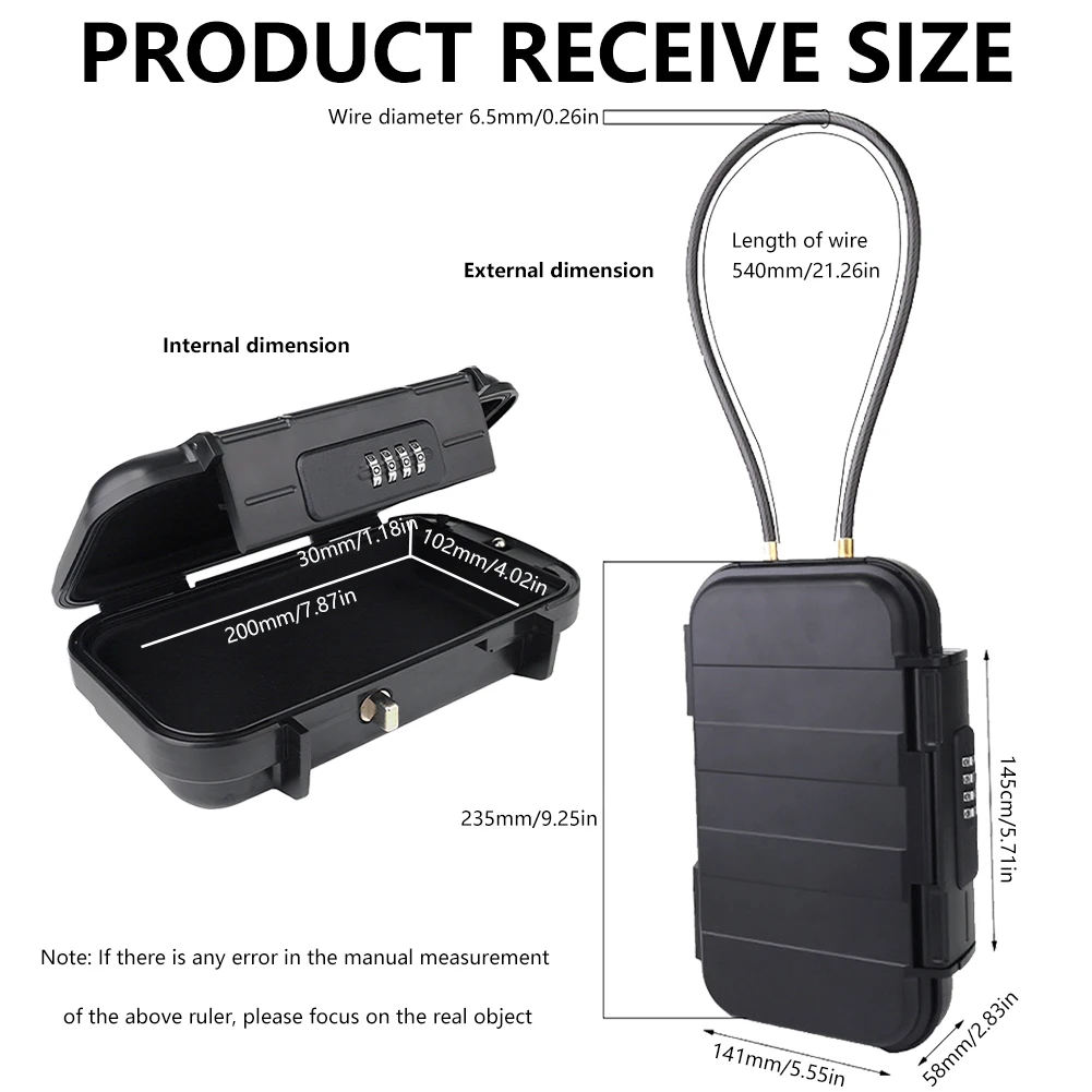 Combination Code Impact Resistant No Keys Anti-theft Travel Portable Cash Beach With Removable Chain Office Lock Box Waterproof